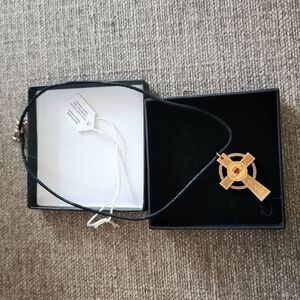 Wooden Celtic Cross Pendant from Ireland on Cotton Cord